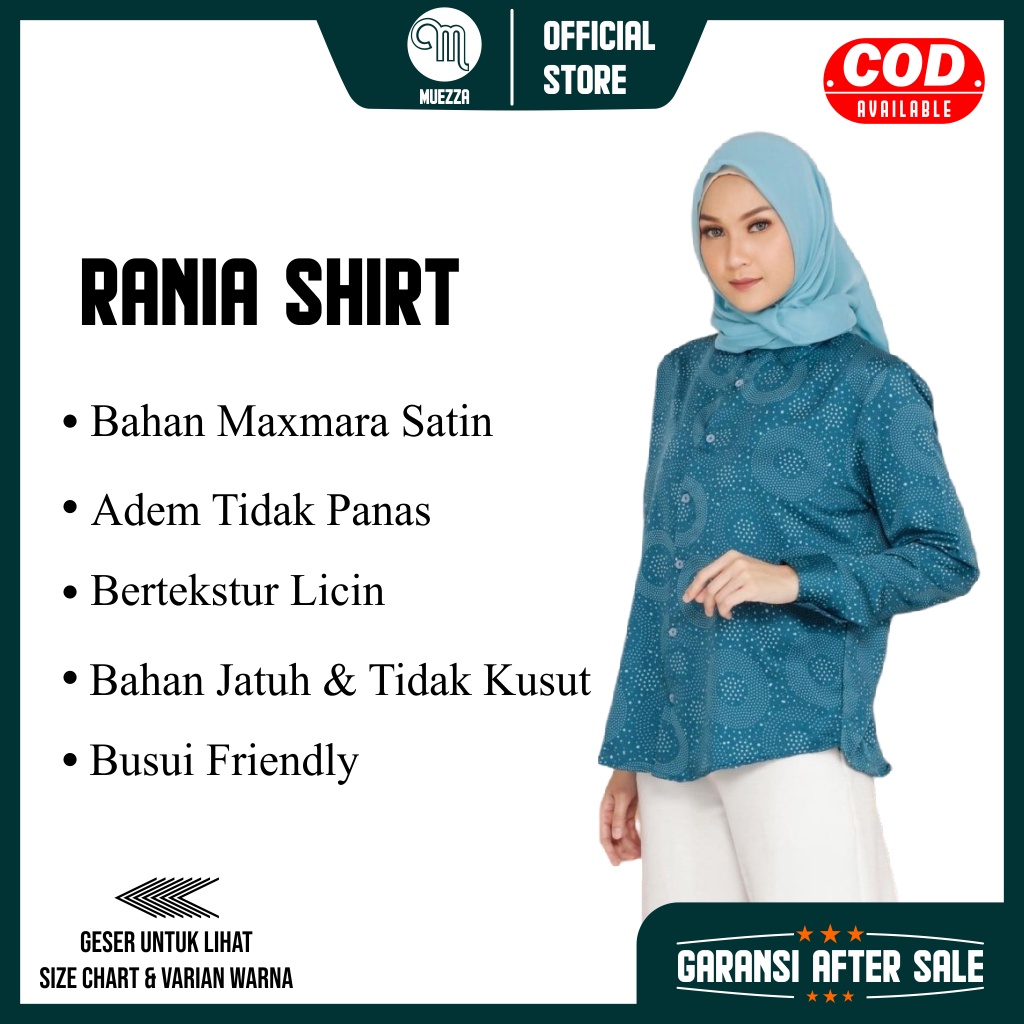 Rania Shirt By Muezza - Baju Kemeja Atasan Muslim Wanita Busui Friendly Model Terbaru Kekinian Bahan