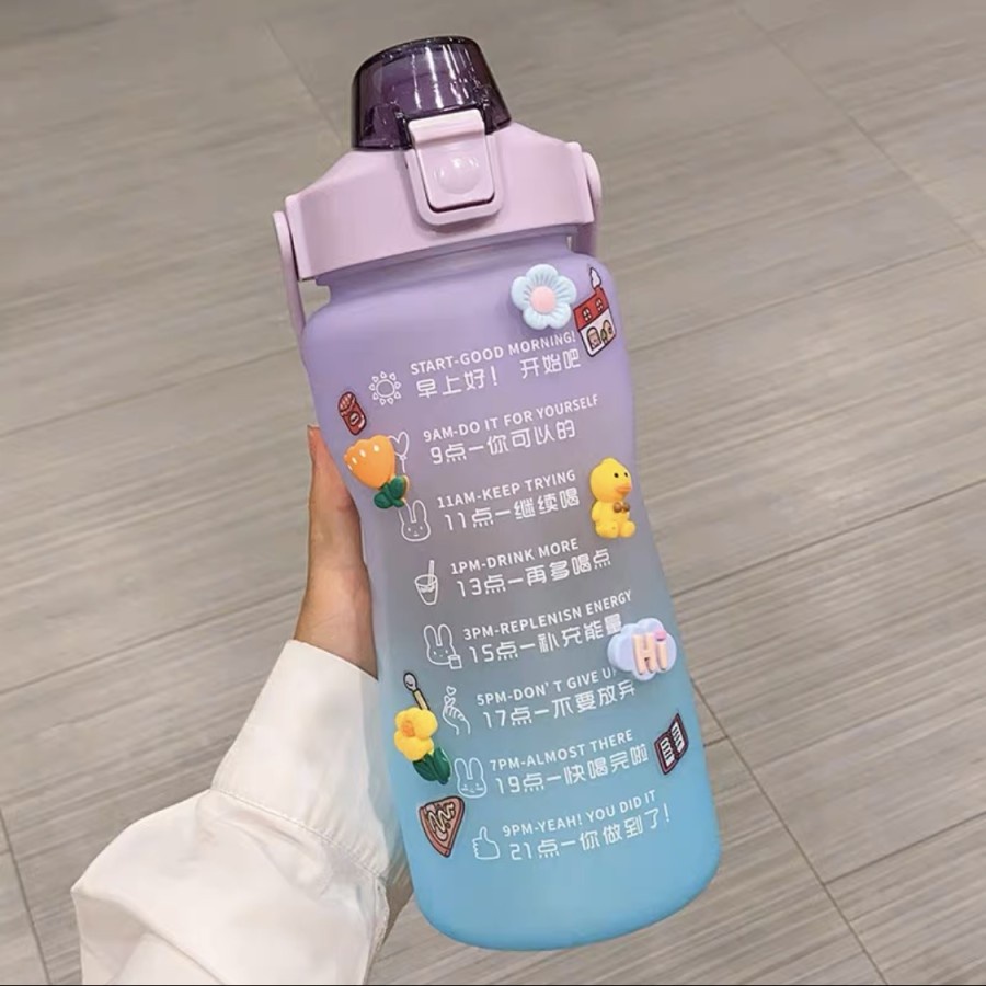 [COD] BOTOL VIRAL TIKTOK 2 LITER KOREA BOTOL VIRAL RAINBOW GRADASI MOTIVASI WAKTU 2L FREE SITCKER 2D+3D