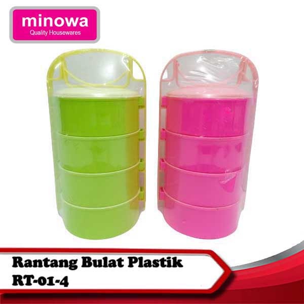 Minowa Rantang Bulat Plastik 4 susun / Rantang susun