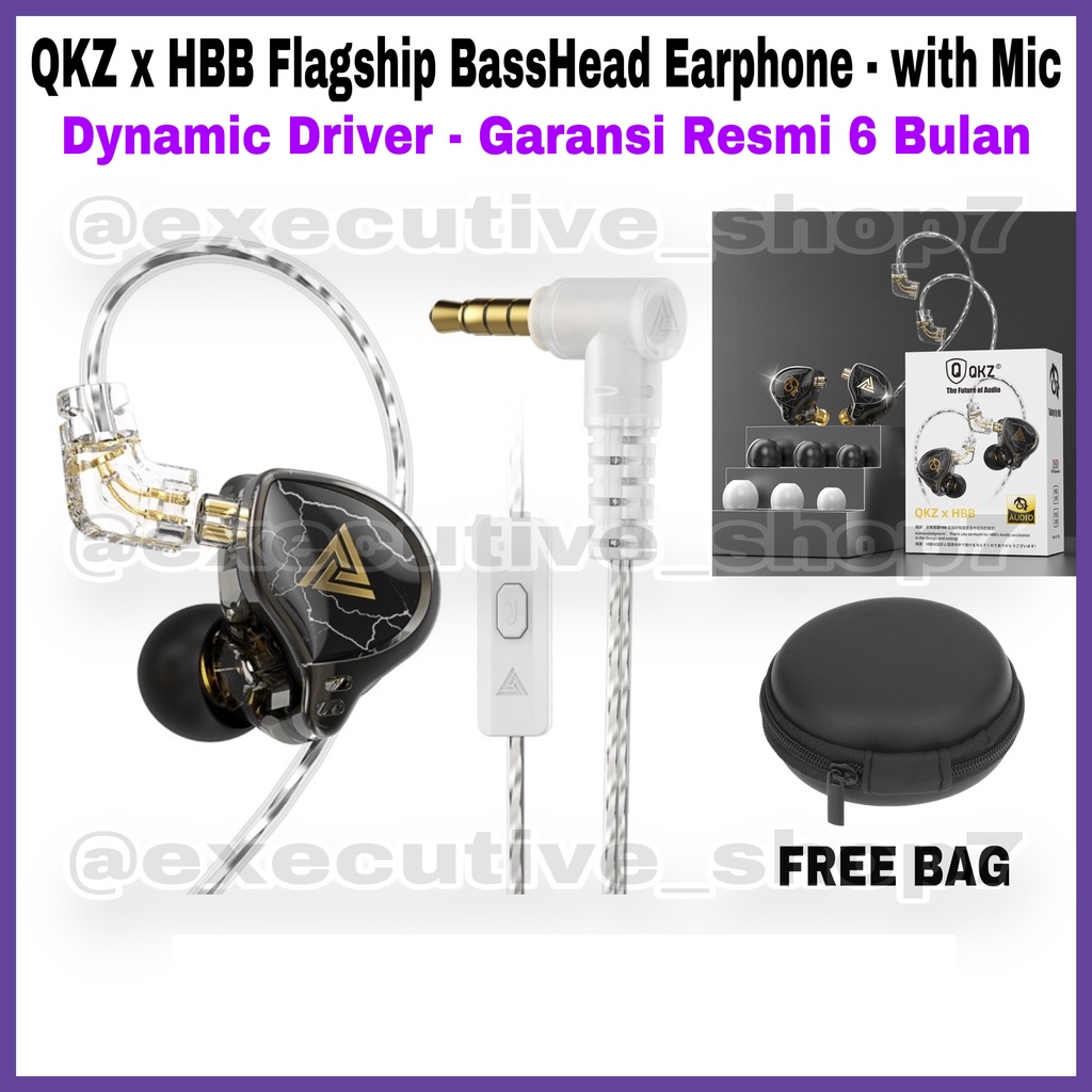 QKZ X HBB Flagship BassHead Earphone - with Mic - Dynamic Driver - Garansi Resmi 6 Bulan