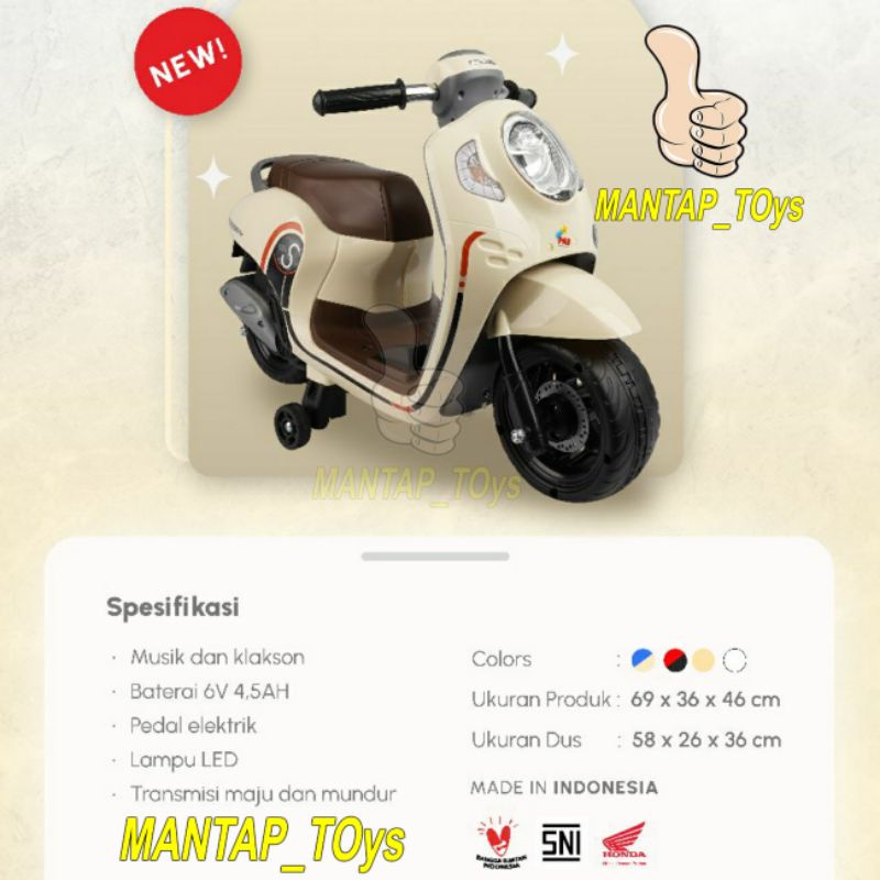 Sepeda Motor Aki Anak PMB MINI SCOOPY PCX MINI MOTOR TYPE 888-A (GOWES) 888 (AKI Baterai) Mainan Ana