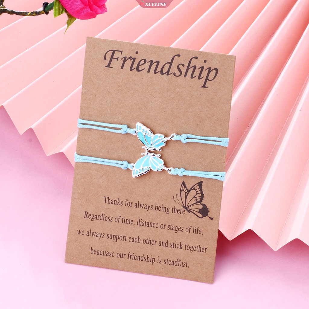 Gelang Kupu Kupu Kupu Magnet BFF Gelang Pasangan Persahabatan Sahabat Perhiasan Hadiah Adjustable Vintage Butterfly Wristband [ZXL]