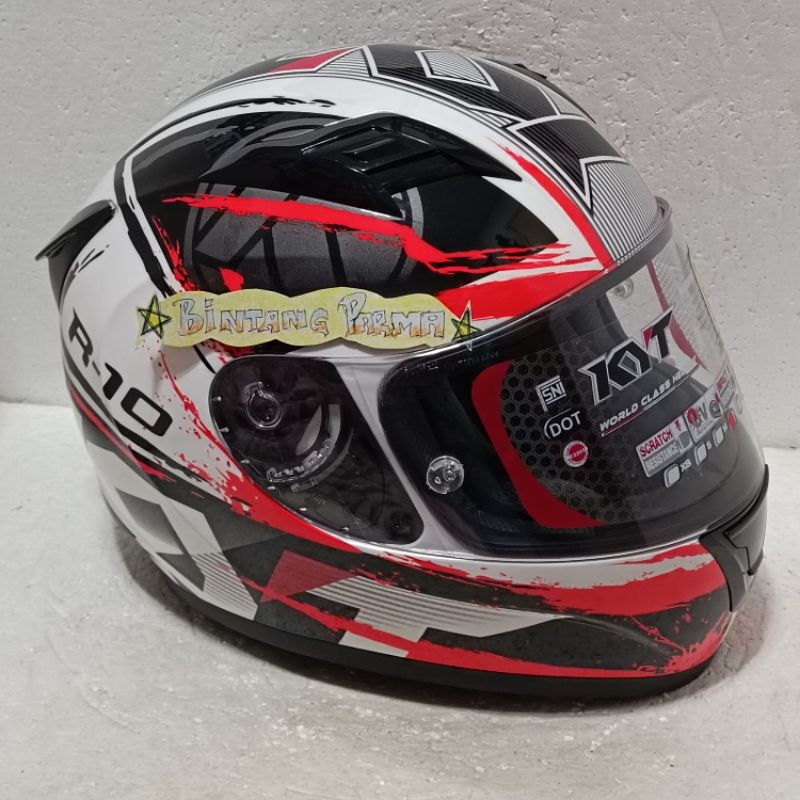 HELM KYT R10 MOTIF SERI#2 WHITE RED