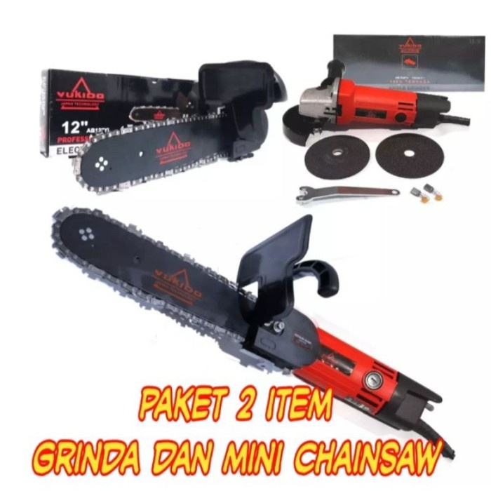 paket 2 item gerinda kusuka + adaptor chainsaw yukido termurah