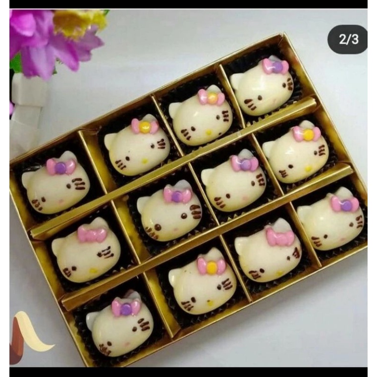 

cokelat praline motif hello kitty sekat 3x4 /12 pcs/ hampers