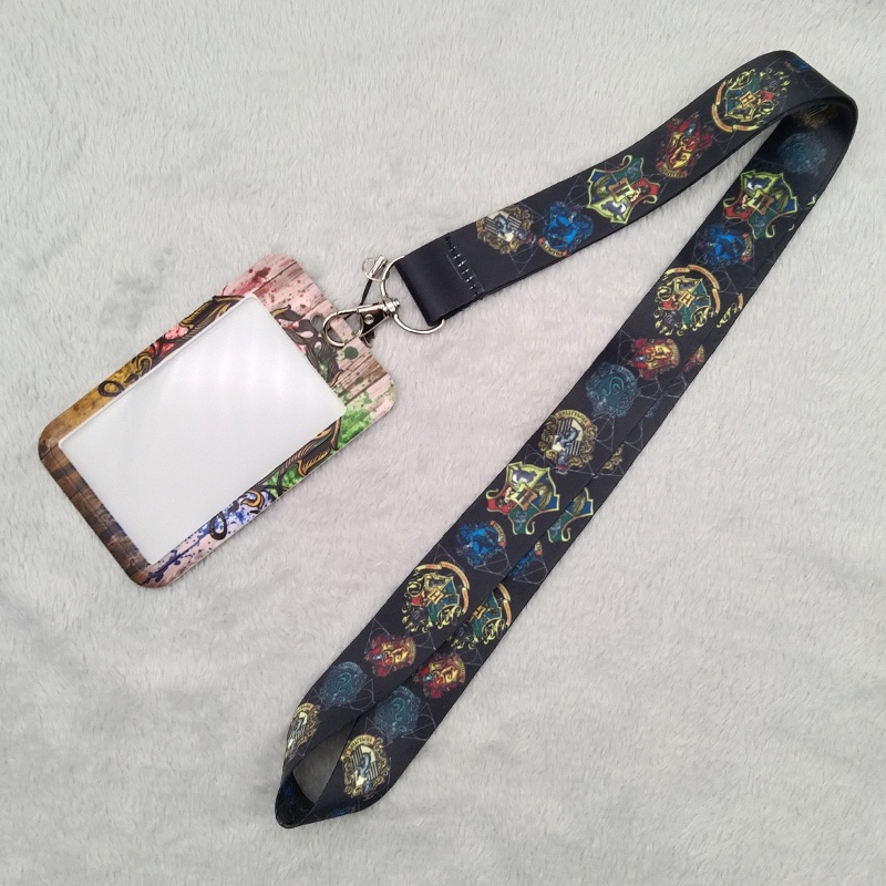 Harry Potter Magic School ID Card Holder Dengan Lanyard Leher Logo Hogwarts Desain Unik Badge Keychain Untuk Pelajar