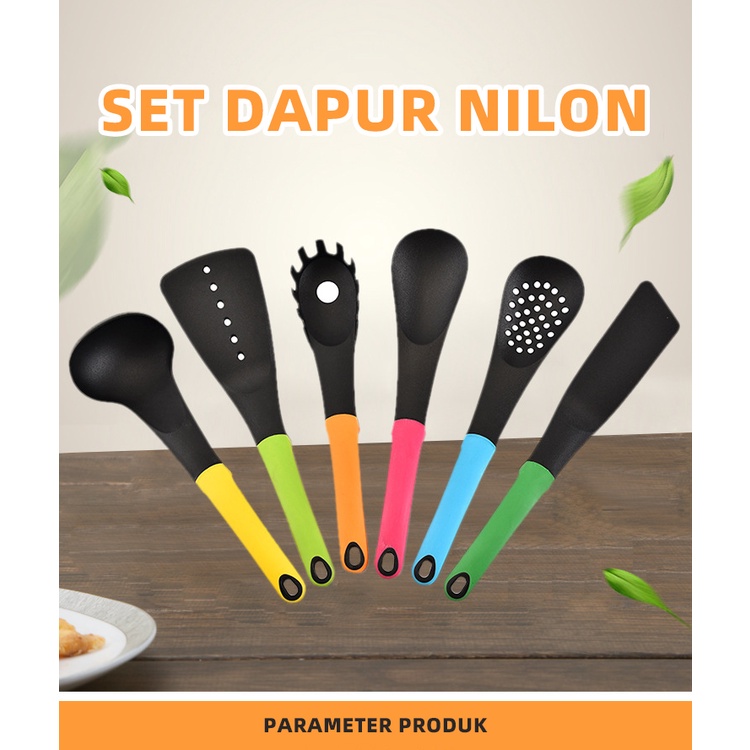 Holiven Set Spatula Nilon Peralatan Dapur 6 Buah Set