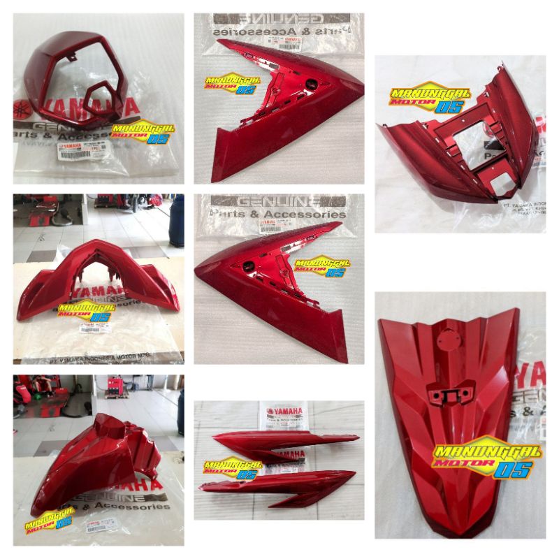 Paket Full Set Body Halus Mio Soul GT 125 Bluecore Merah Maroon Original Yamaha (9pcs)