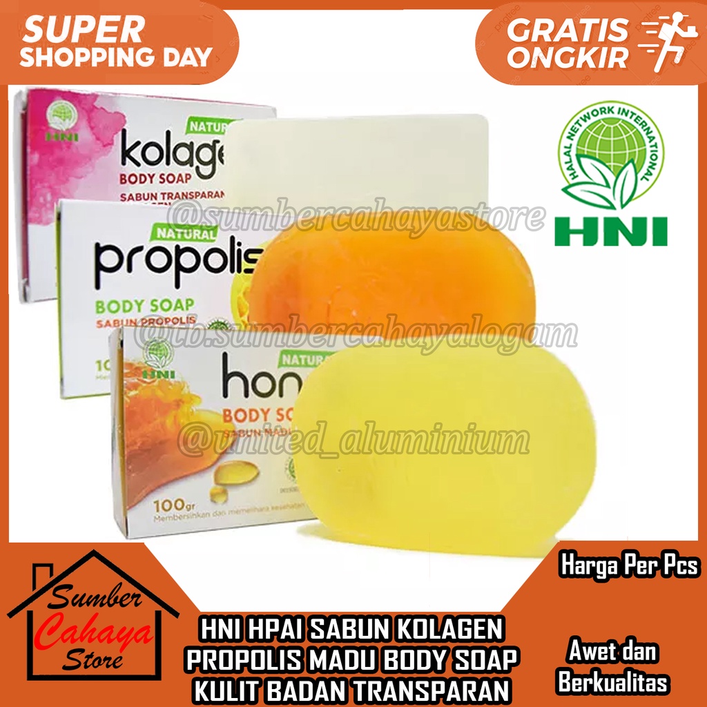 HNI HPAI SABUN KOLAGEN PROPOLIS MADU ORIGINAL BODY SOAP TRANSPARAN PEMBERSIH KULIT TUBUH BADAN HONEY