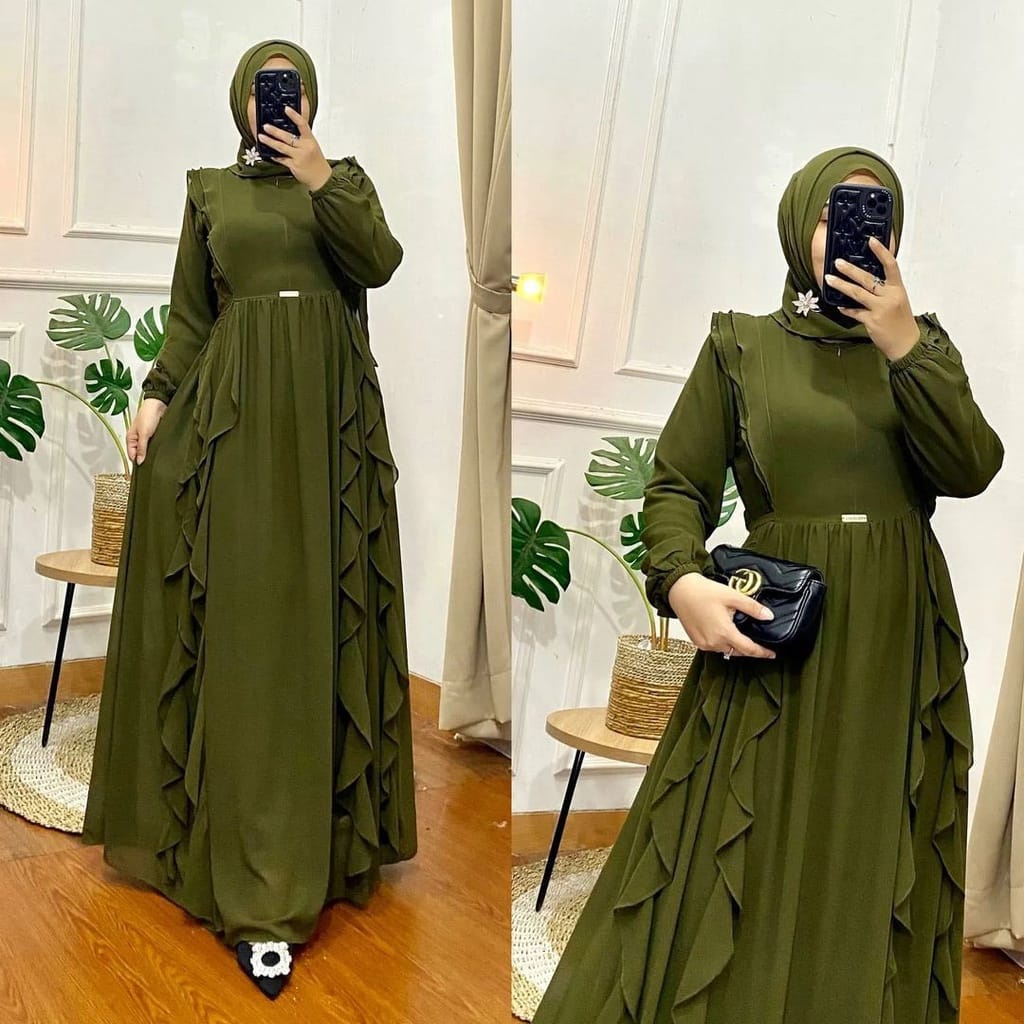 Ayeena Dress Kondangan Gamis Wanita Ceruty Babydoll Baju Gamis Wanita Terbaru 2022 Gaun Pesta Muslimah Ootd Kekinian