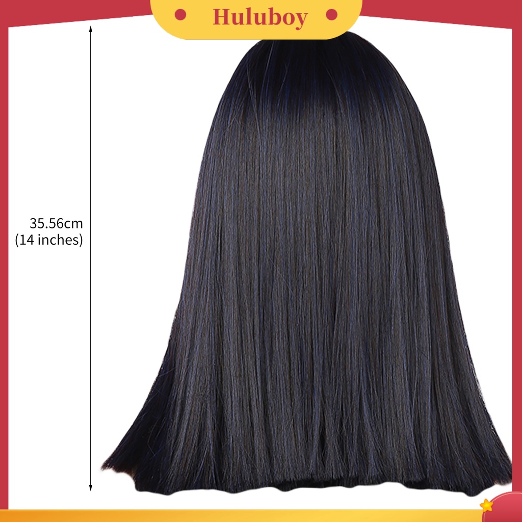 Wig Rambut Wanita Model Panjang Sedang Lurus Warna Gradasi Untuk Natal