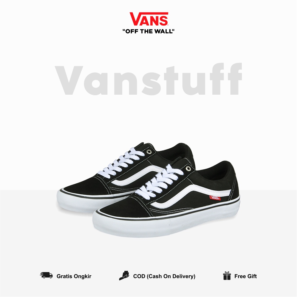 Vans Old Skool Pro Black White Pria Wanita Original 100 % BNIB Global Market Authentic Guarated Vanss Ori Old School Item Putih