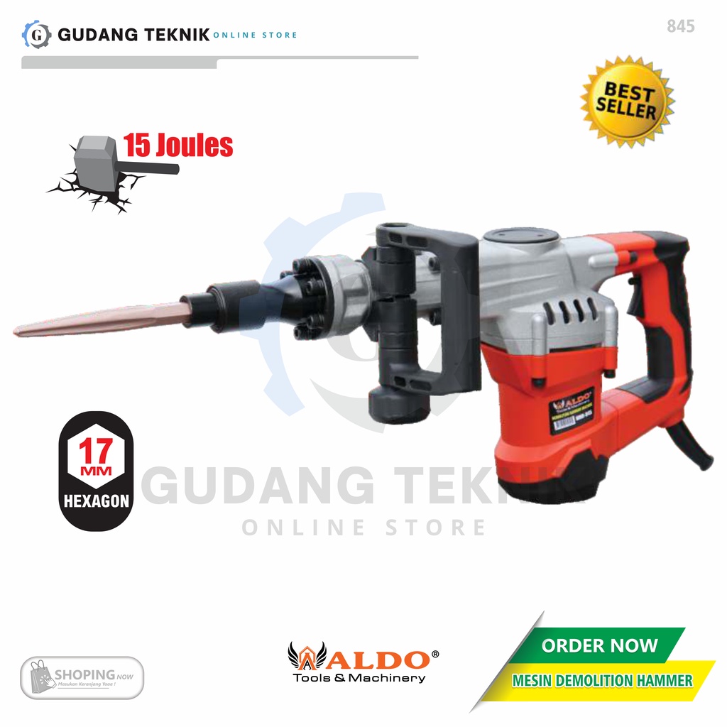 Demolition Hammer 900W ALDO 845 / Mesin Bor Bobok Tembok Beton 17mm ALDO 845 - Mesin Demolition Hammer ALDO 845