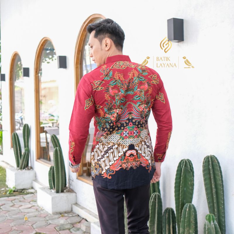 Kemeja Batik Sekarpandan Merah Baju Formal atau Nonformal