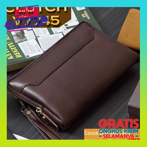 Tas Handbag Pria Kulit - Tas Handbag Pouch Clutch Pria Wanita - Handbag Pria Branded Premium + Box -