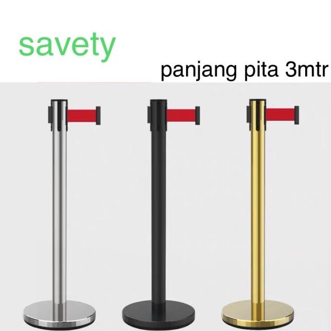 

pita 3mtr Tiang antrian /Tiang pembatas / Pembatas antrian Stainless