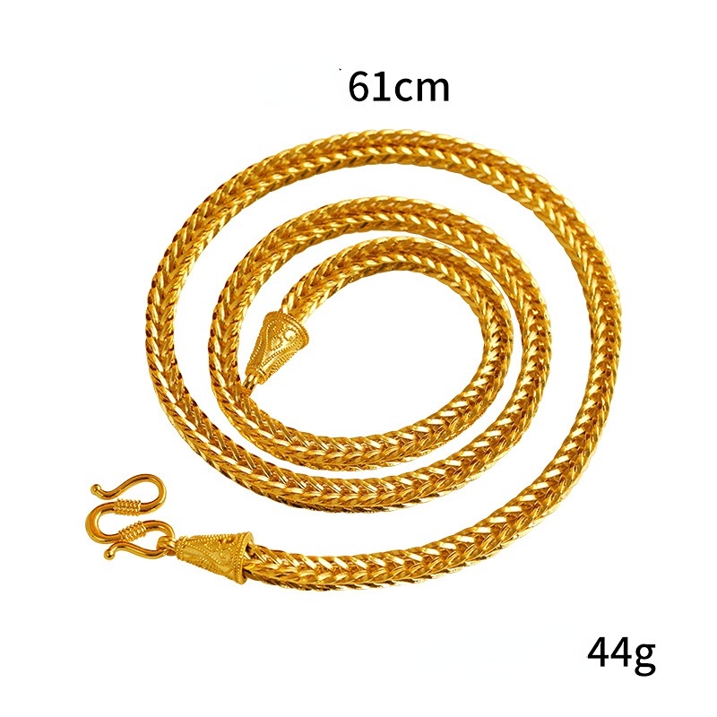 Goldkingdom Perhiasan Fashion Emas Asli Kadar 375 Bangkok Aksesoris Ready Stock Good Luck Rantai Pria Chopin Kalung Gelang Atmosfer Kecerdikan Retro Rantai Panjang