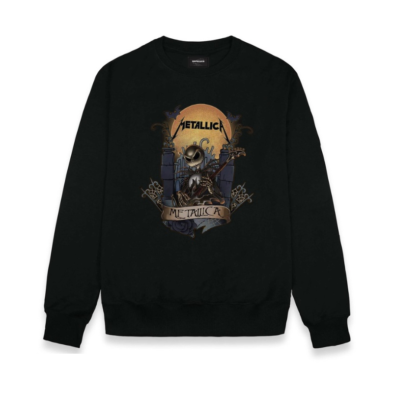 Sweater Crewneck Black Motif Simpel Metallica Pria dan Wanita Premium Quality Sweatshirt Premium Distro