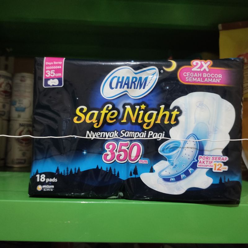 pembalut charm safe night panjang 35cm isi 18