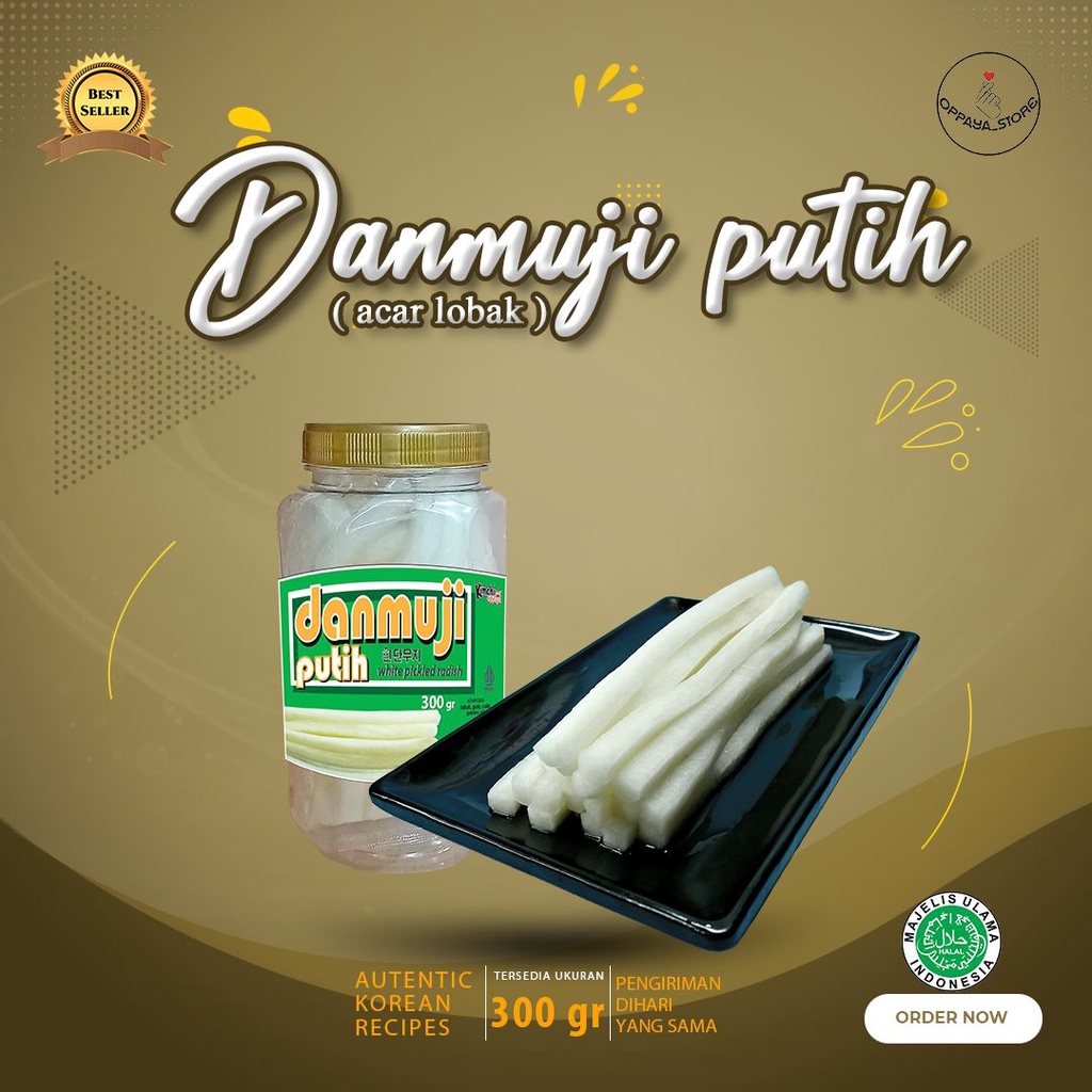 

Danmuji Acar Lobak Putih Korea 300 Gr Isi 20 Potong Halal