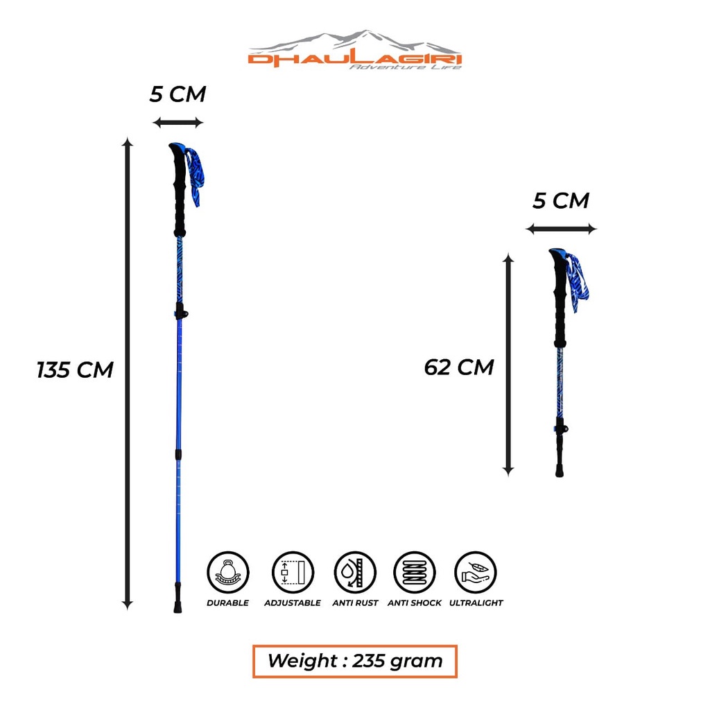 TREKKING POLE DHAULAGIRI 101 105 TONGKAT HIKING TRACKING POLE