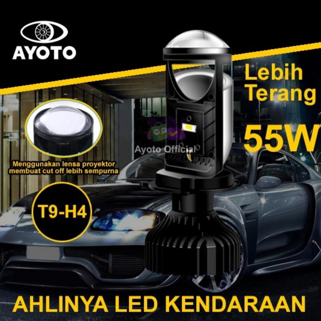 Lampu Utama Mobil T9-H4 AYOTO Hi/Lo 36W/18W 8000LM/4000LM 6000k