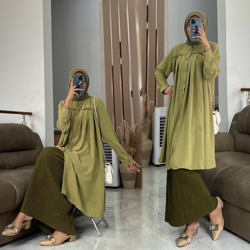 ASYIFA tunik by ZALFA OUTFIT / tunik crincle polos