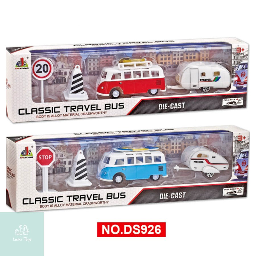 Mainan Mobil Mobilan Diecast Classic Travel Bus Set Pull Back - DS926