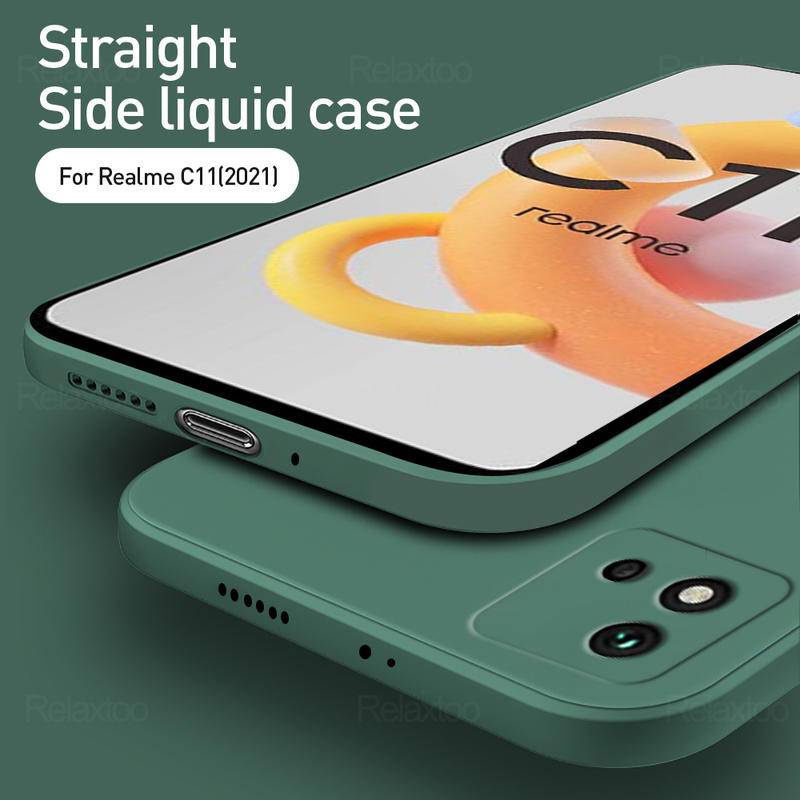 Casing Silikon Cair Persegi Original Mewah Untuk OPPO Realme C11 C20 2021tahan Guncangan Lembut Phone Cover Shell