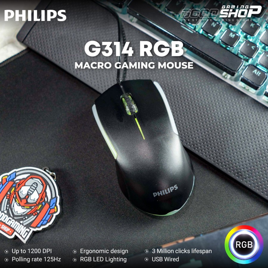 Philips G314 / G-314 PH-SPK9314 Macro Gaming Mouse Ambiglow RGB