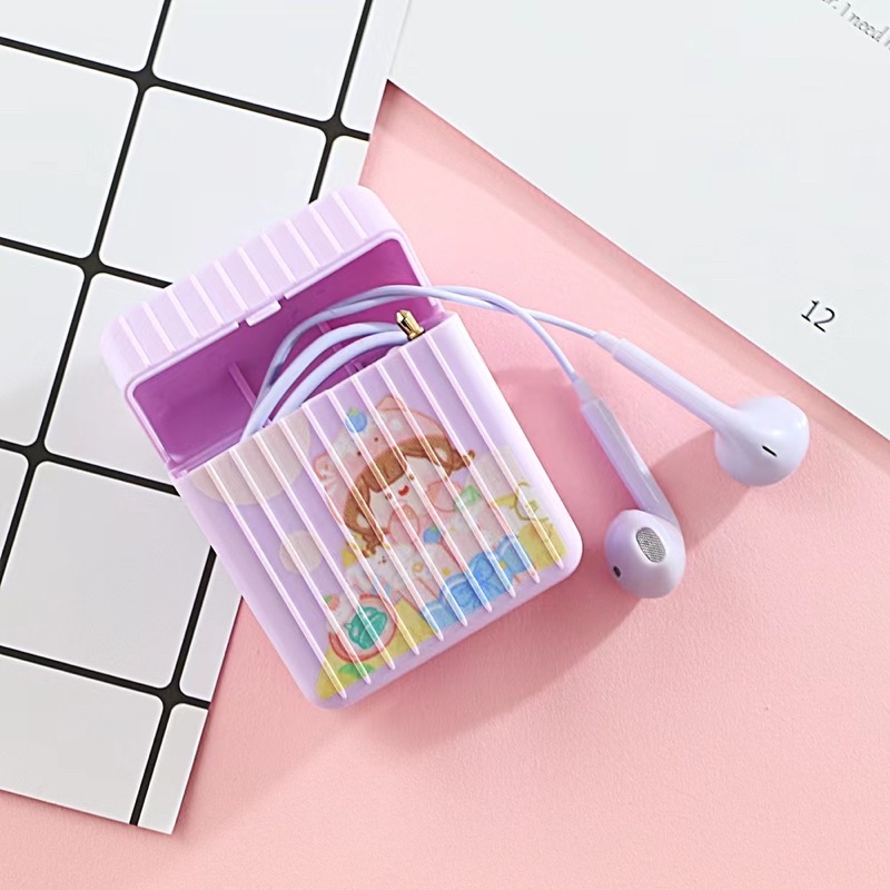 [ KI 358 ] Set Headset Earphone karakter cute korean sweet animasi + Wadah penyimpanan Earphone