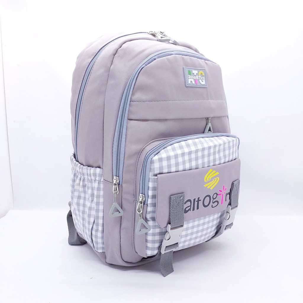 RANSEL LAPTOP ALTO GIRL 18 INCH BANYAK RUANGAN / TAS SEKOLAH CEWEK SD SMP SMA KULIAH 18INCH SLOT BANYAK DAN GRATIS JAS HUJAN / TAS PUNGGUNG WANITA BARU / TAS DUKUNG MOTIF KOTAK / BAGPACK COLORFULL KUAT AWET TAHAN LAMA HALUS BACKPACK CEWEK TAHAN AIR KOREA