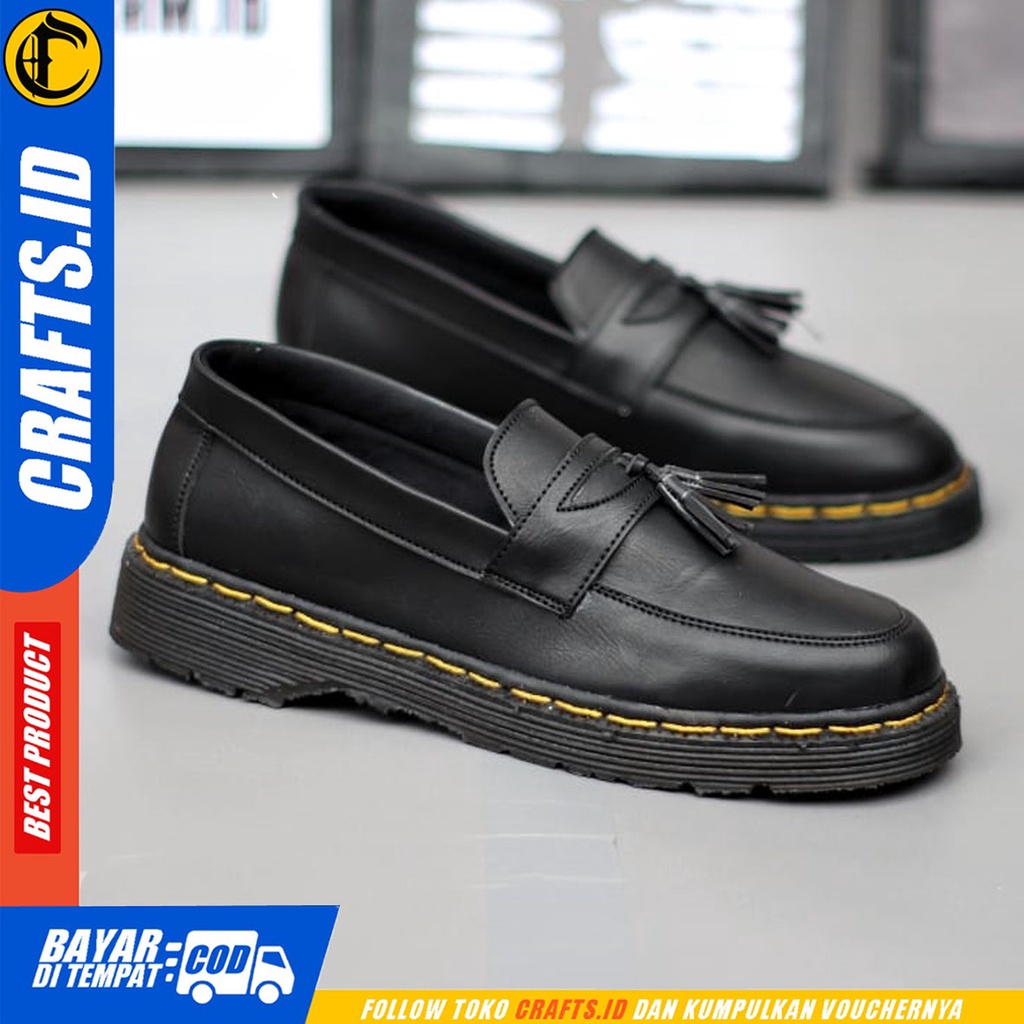 CRAFTS vegit - Sepatu Loafers Docmart Formal Casual Kerja Hitam Pria
