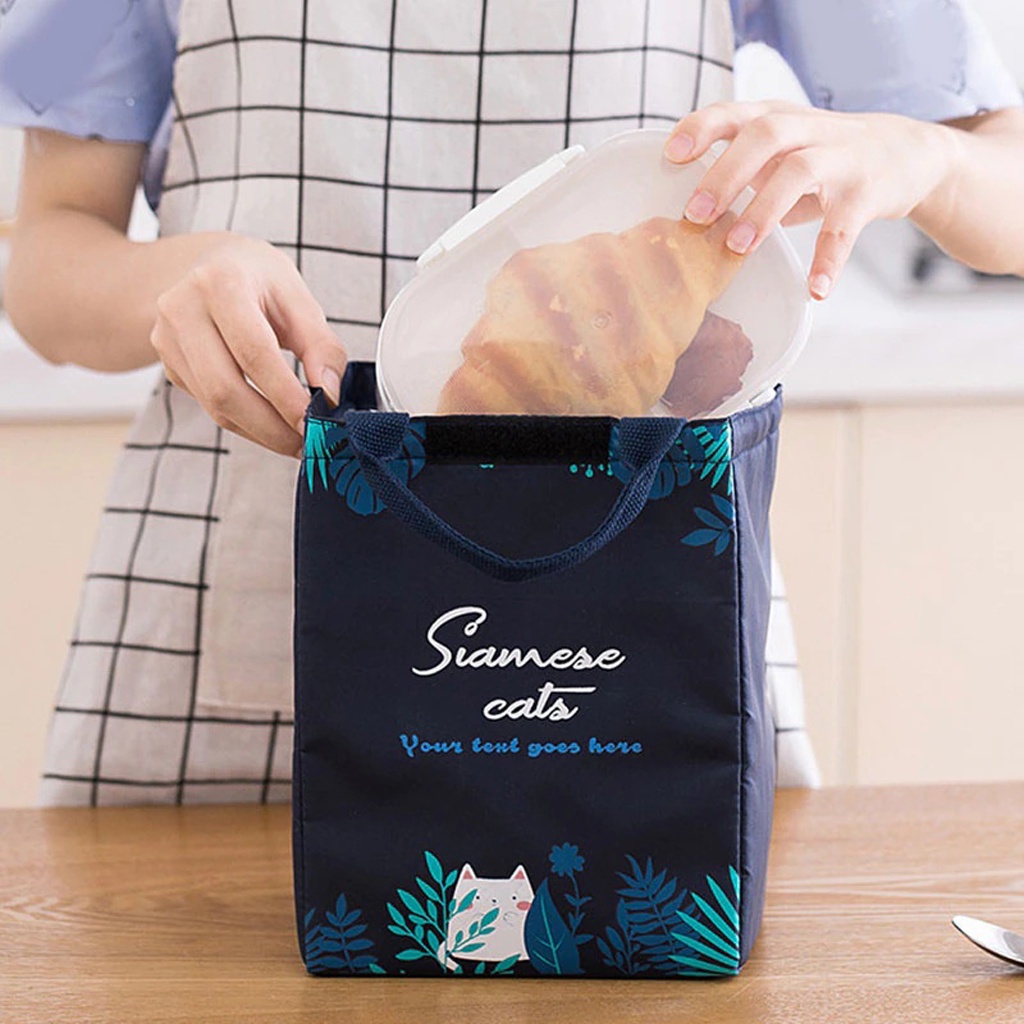 ☛TK☚ Tas Cooler Bag Tema Gelap Ukuran BESAR / Tas Bekal / Tas Kantong Asi / Canvas Lunch Bag R836