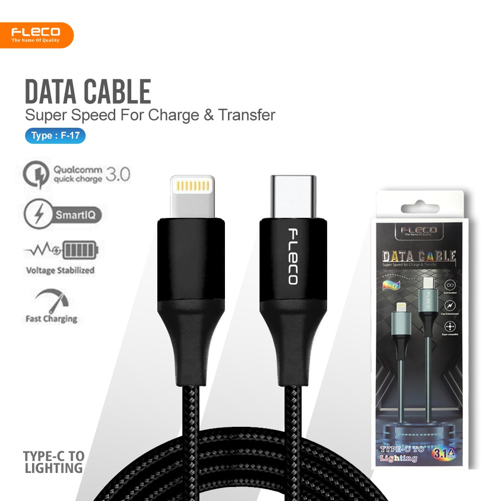 PROMO KABEL DATA FLECO  F17 Type-C To Lightning PD 20W Fast Charging [SULTAN]