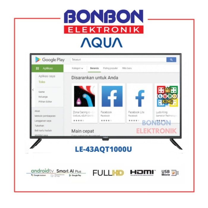 AQUA LED Smart Android TV 43 Inch LE-43AQT1000 U / LE43AQT1000U