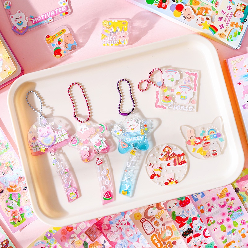 6/50pcs Stiker Kartun Lucu Hewan Tahan Air Dekoratif DIY Tangan Akun Stiker Untuk idol Photocard Decor Album Stationery