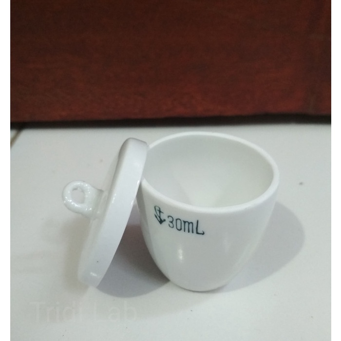 Alat Lab Crusible Porselain - Cawan Crucible Porclain/Krusibel Porslen 30 Ml