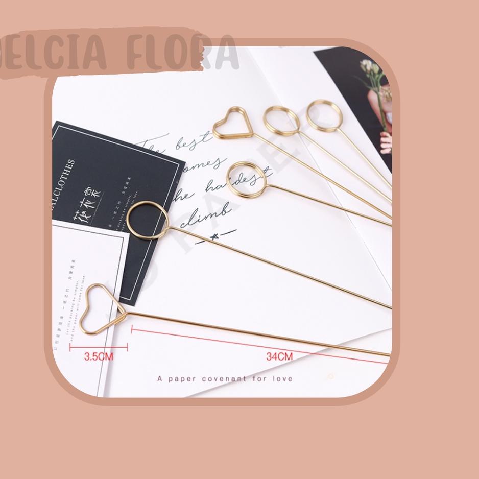 

Ready Stock Stick Card 10pcs / Greeting Card Holder Gold Heart dan Circular / Holder Card / Metal Clip / Penjepit Clip Kartu+