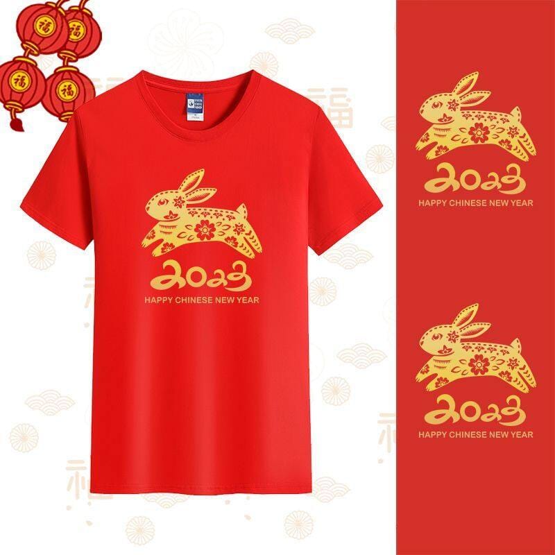 MYSTIQUE.ID-BAJU KAOS IMLEK/SINCIA KELINCI HAPPY CHINESE NEW YEAR T-SHIRT LUCU DAN AESTHETIC