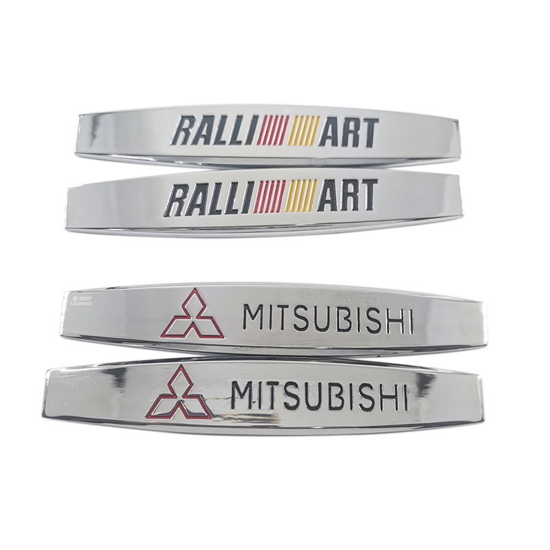 2x Metal RALLIART Mitsubishi Logo Mobil Auto Decorative Emblem Sticker Badge Decal Untuk Mitsubishi RALLIART