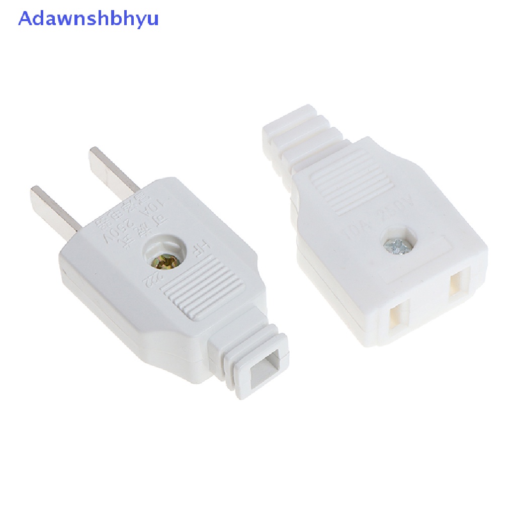 Adhyu US 2pin Gepeng AC Listrik Power Male Plug Female Socket Outlet Adaptor Kawat ID