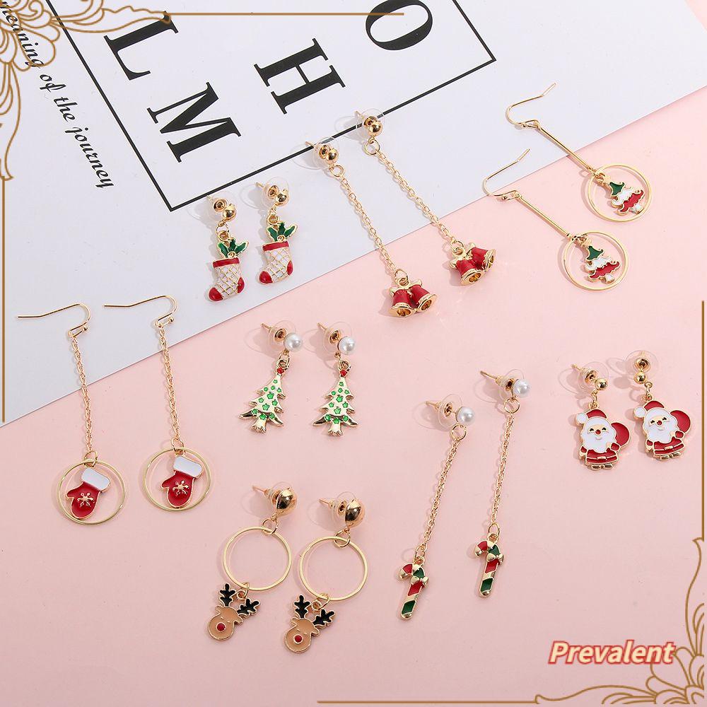 PREVA 1Pair Christmas Earrings Drop Dangle Bell Crutches Xmas Gift Hook Ear Stud