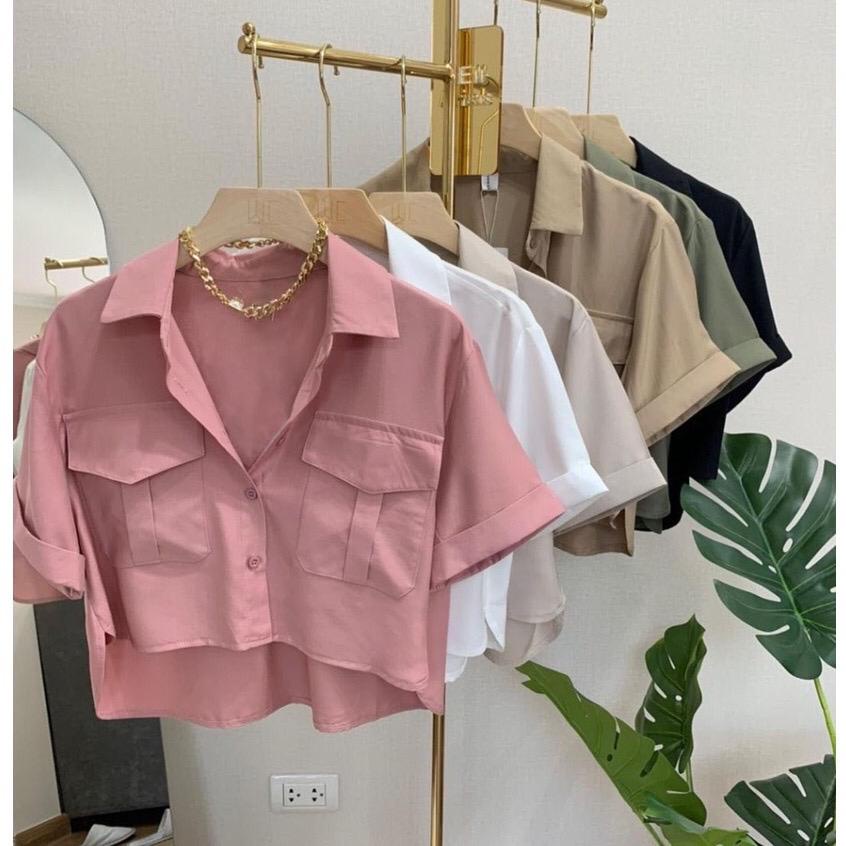 (RPA) KEMEJA SUZAN CROP TOP BLOUSE ATASAN WANITA LINEN PREMIUM