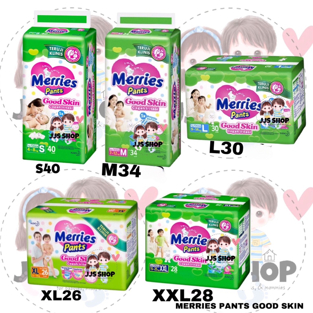 MERRIES GOOD SKIN PANTS S40 M34 L30 XL26 POPOK CELANA BAYI ANAK SEKALI PAKAI