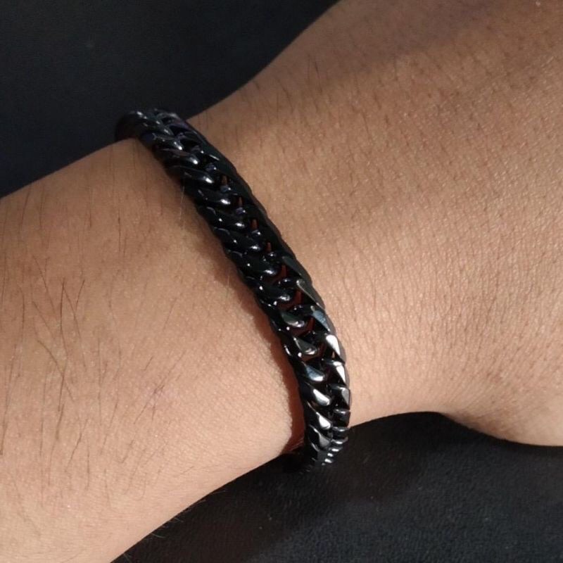 GELANG TITANIUM BAJA BLACK MODEL PUNK/GELANG PRIA