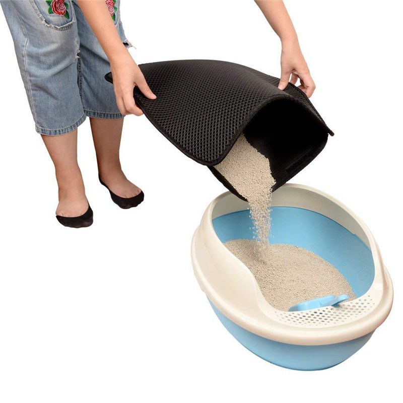 Keset Pasir Kucing Double-Layer Cat Litter Box Mat Trapper EVA Pad Pet Foam Rubber RugKeset Pasir Kucing