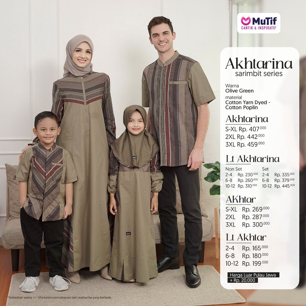 (COD) Sarimbit Keluarga MUTIF AKHTARINA OLIVE GREEN || AKHTARINA - AKHTAR OLIVE GREEN