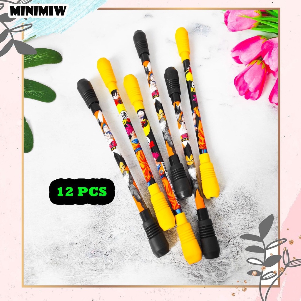 SELUSIN PULPEN MAINAN PUTAR MAGNET DRAGON BALL ISI 12 PCS BOLPEN KARTUN  ALAT TULIS BOLPOIN UNIK IMUT MURAH PEN GEL KARAKTER PENA UNIK LUCU MURAH