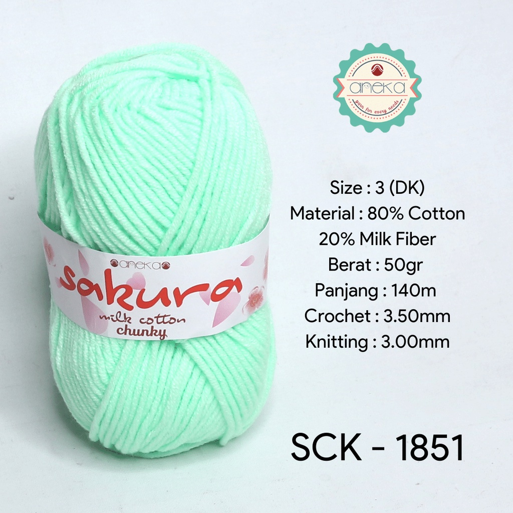 Benang Rajut Katun Susu Sakura Milk Cotton Chunky - 1851